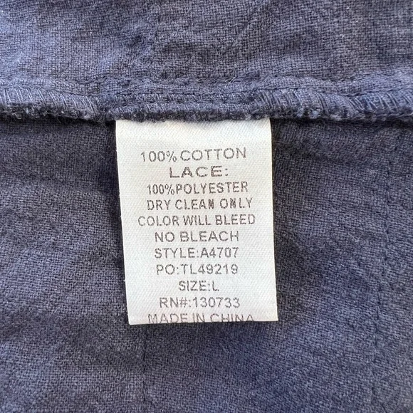 Umgee Cotton Short Sleeved T-Shirt Fringe Hem Dress in Navy Blue, size L - Picture 7 of 8